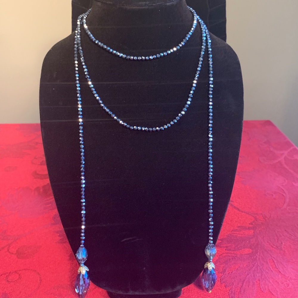 Heidi Daus Blue Beaded Lariat Necklace